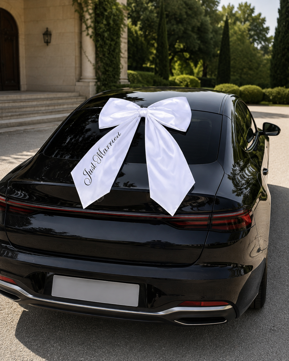 Just Married Yazılı Beyaz Gelin Arabası Fiyongu