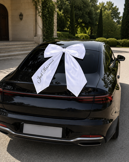 Just Married Yazılı Beyaz Gelin Arabası Fiyongu