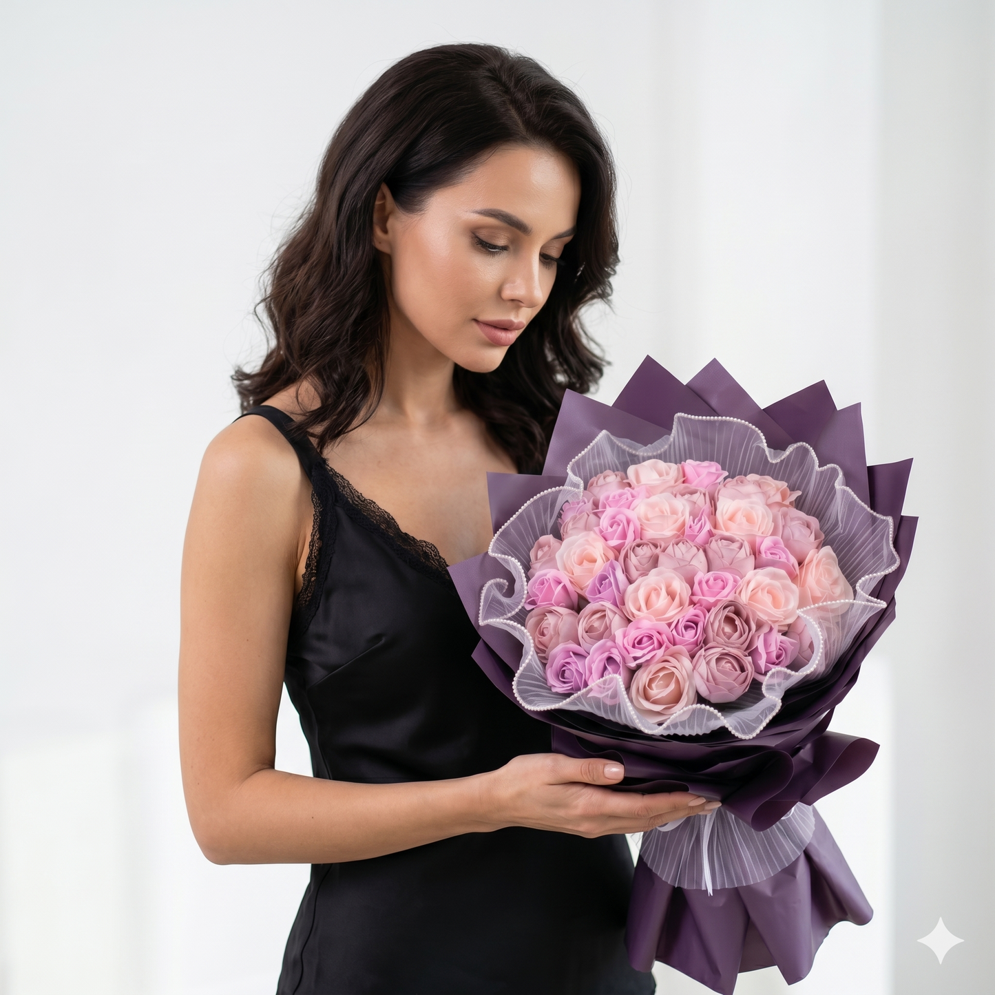 Premium Pembe & Lila Gül Buketi | Gösterişli Kız İsteme, Söz ve Nişan Çiçeği