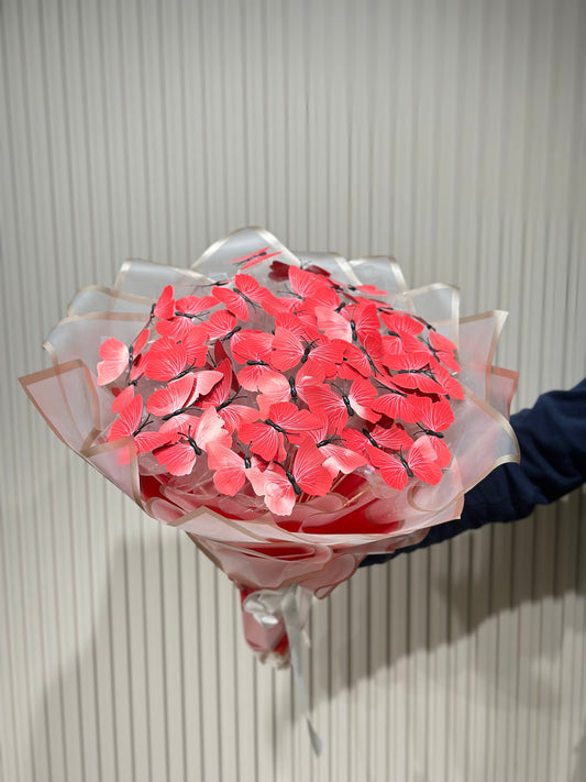 Işıklı Kırmızı Kelebek Buketi | 35 Adet Tek Kanatlı Kelebek Tasarımı 🦋✨