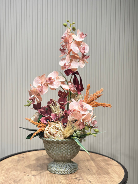 2 Dal Somon Orkide | 1. Kalite İthal Islak Dokulu Özel Seramik Vazoda Yapay Aranjman 🌸