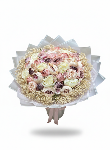 Romantik Pastel Buketi 💞 | Şakayık & Erengül ile Zamansız Zarafet