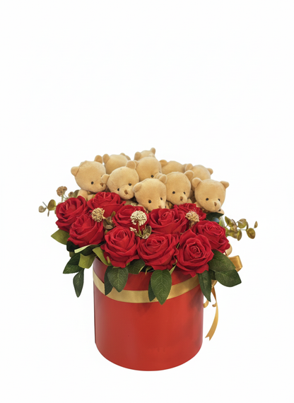 Kalbim Sana Emanet – Ayıcıklı Kırmızı Gül Kutusu