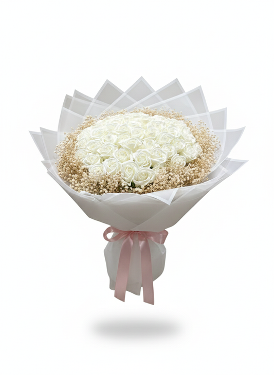 50’li Beyaz Kokulu Sabun Gül Buketi | Zarif ve Kalıcı Hediye Seçeneği 🤍