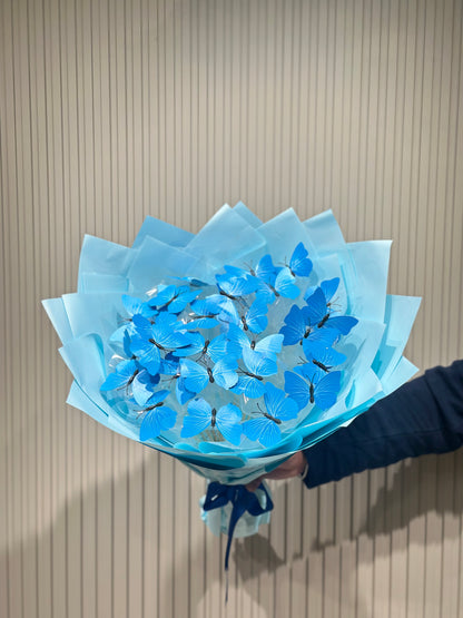 Mavi Işıklı Kelebek Buketi | 35 Adet Tek Kanatlı Kelebek Tasarımı 💙🦋