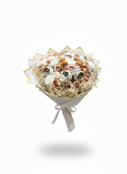 Kahve Zarafeti Buketi ☕ | Şakayık & Erengül ile Sıcak Premium Dokunuş