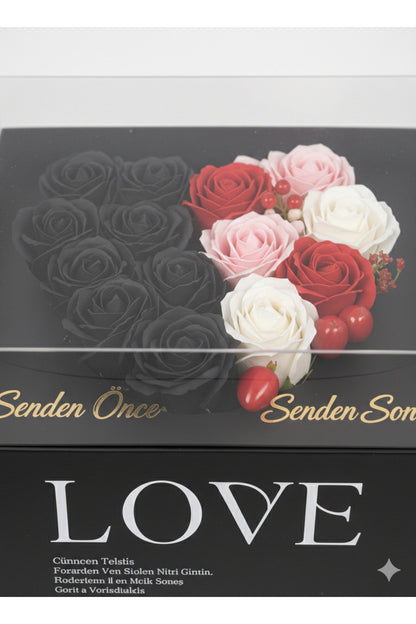 Kırmızı Kadife Gül ve Ayıcıklı Hediye Kutusu Sevgiliye Romantik Aranjman - görsel 4