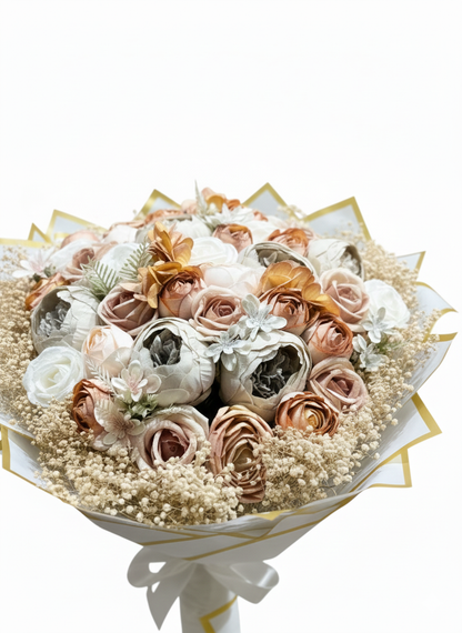 Kahve Zarafeti Buketi ☕ | Şakayık & Erengül ile Sıcak Premium Dokunuş