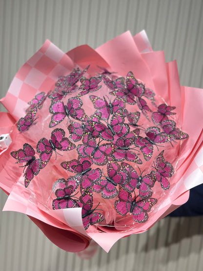 Pembe Çift Kanatlı Işıklı Kelebek Buketi | 35 Adet LED Işıklı Kelebek Tasarımı 💗🦋