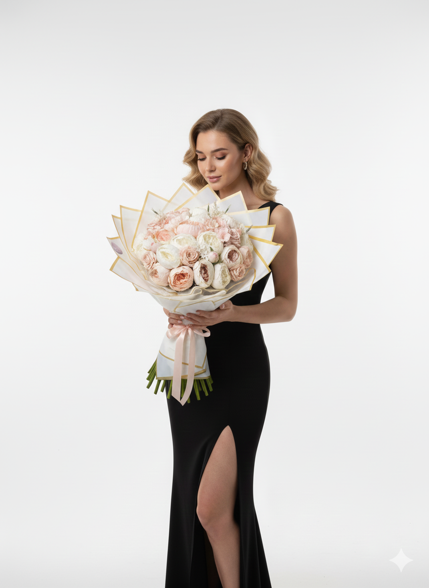 Somon Zarafeti Buketi ✨ | Şakayık & Erengül ile Soft Premium Tasarım