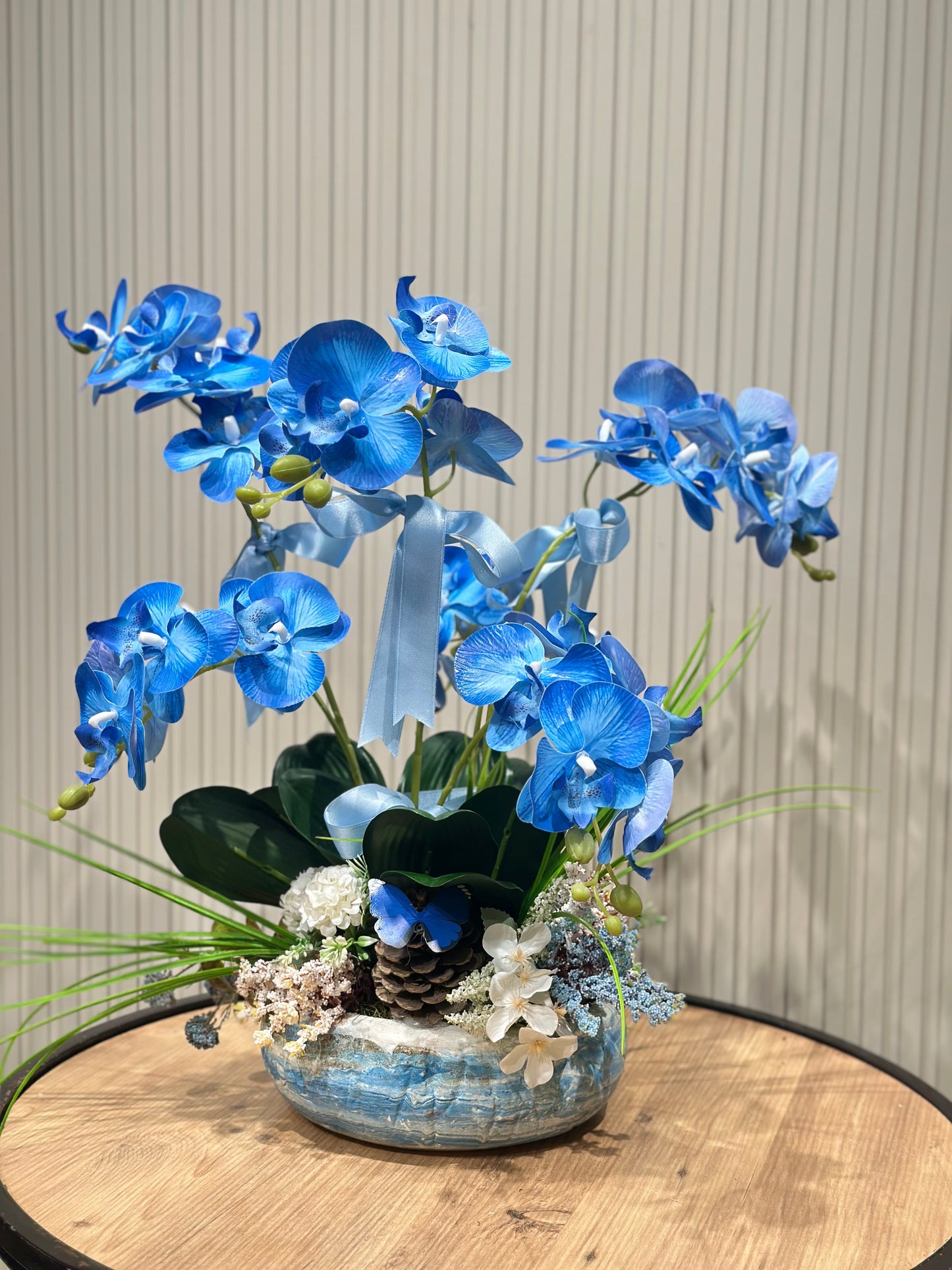 Mavi Orkide Aranjmanı | Lüks Yapay Çiçek Dekoru & Hediye Aranjmanı 💙