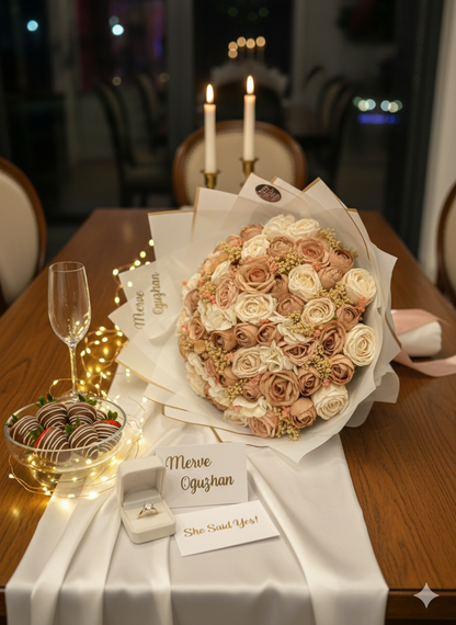 Pinterest Boheme Kalıcı Gül Aranjmanı – Nişan, Söz, Düğün İçin