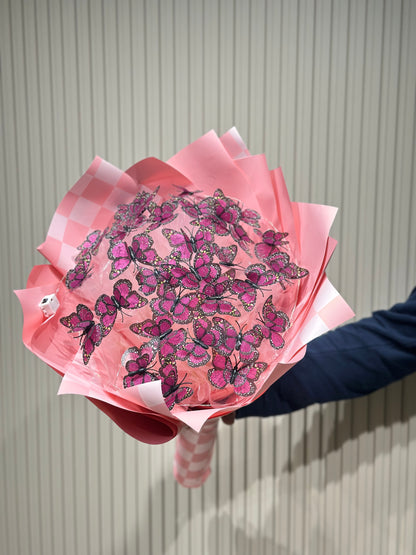 Pembe Çift Kanatlı Işıklı Kelebek Buketi | 35 Adet LED Işıklı Kelebek Tasarımı 💗🦋
