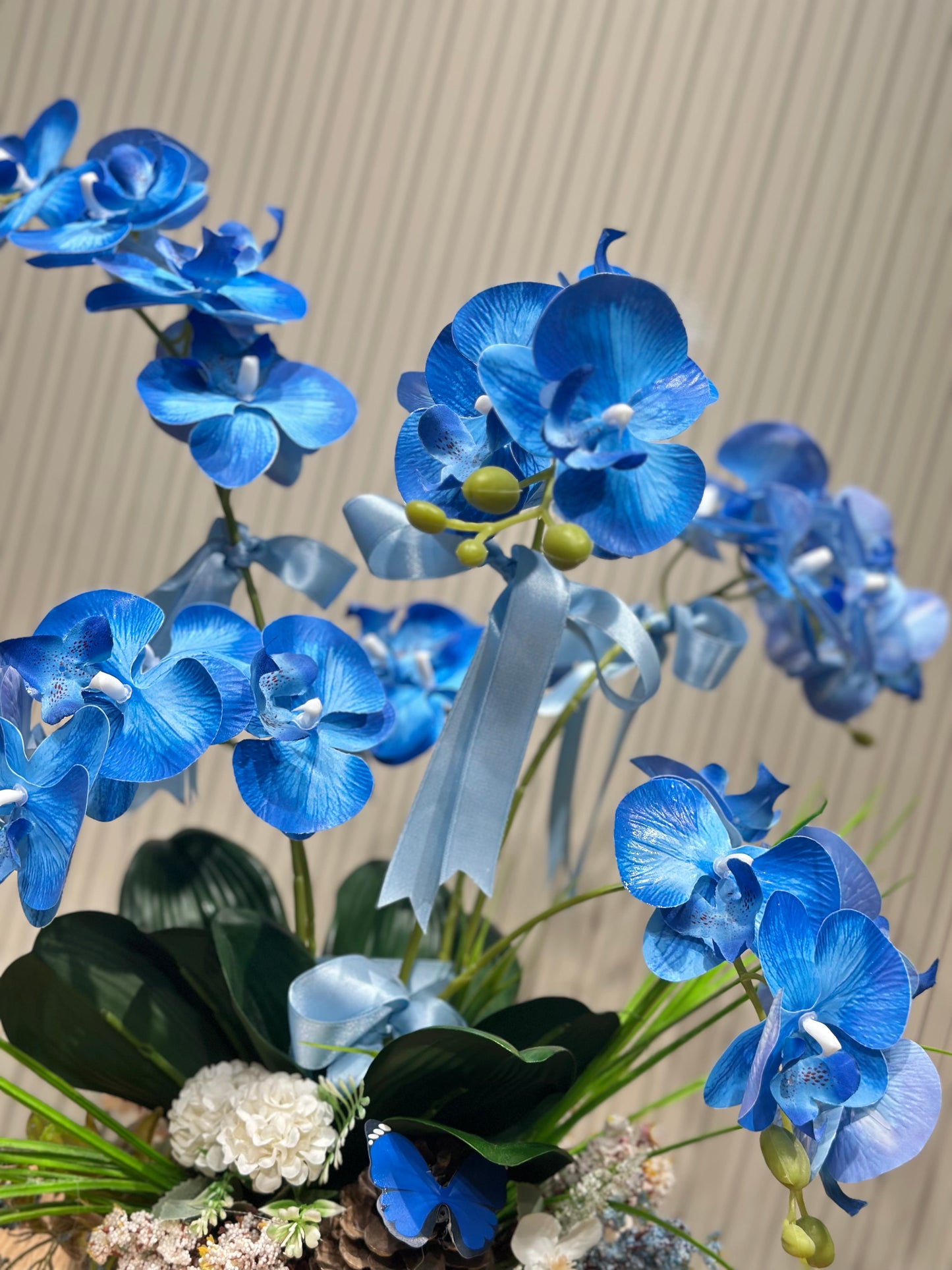 Mavi Orkide Aranjmanı | Lüks Yapay Çiçek Dekoru & Hediye Aranjmanı 💙