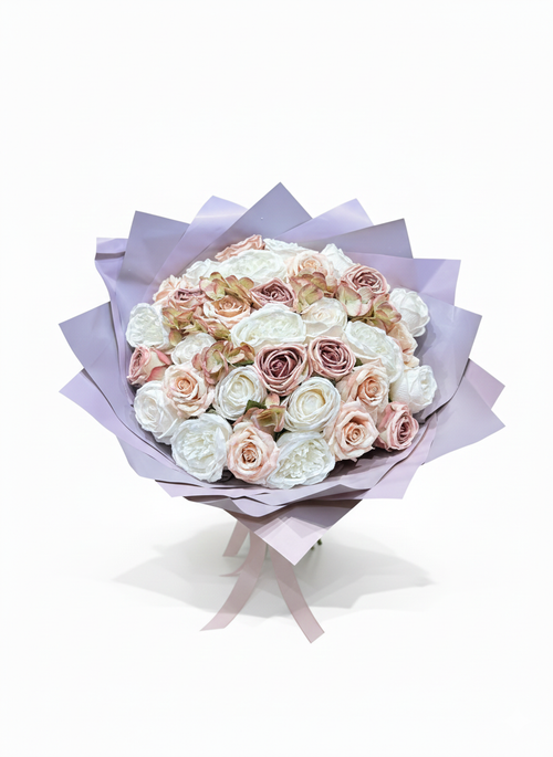 Romantik Düş Buketi 💫 | Somon & Lila Erengül – Şakayık Uyumu