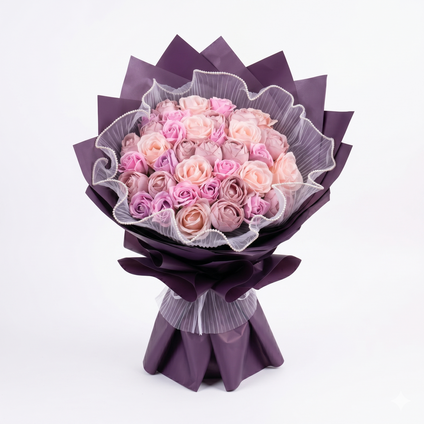 Premium Pembe & Lila Gül Buketi | Gösterişli Kız İsteme, Söz ve Nişan Çiçeği