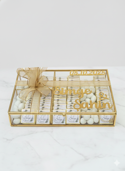 Şampanya Tonlarında Şakayık & Gül Buketi ve Çikolata Seti