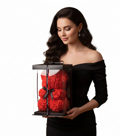 Ayı Teddy Bear Premium Kırmızı Güllü  - Özel Tasarım Hediye Kutusu