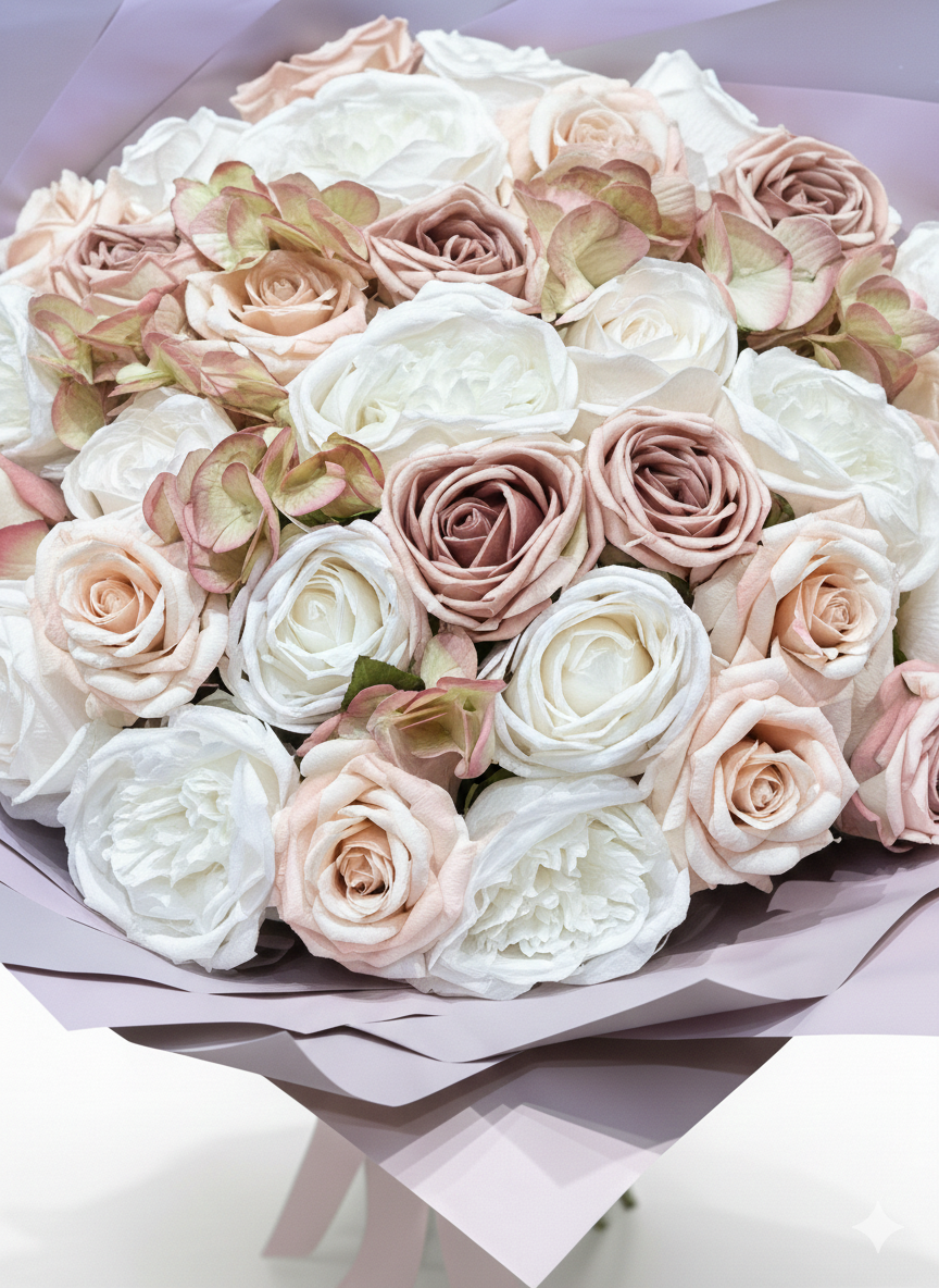 Romantik Düş Buketi 💫 | Somon & Lila Erengül – Şakayık Uyumu