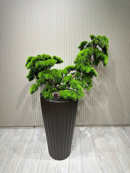 120 cm Çift Dal Bonsai Ağaç | Lüks Siyah Saksıda Gerçek Görünümlü Yapay Ağaç 🌿