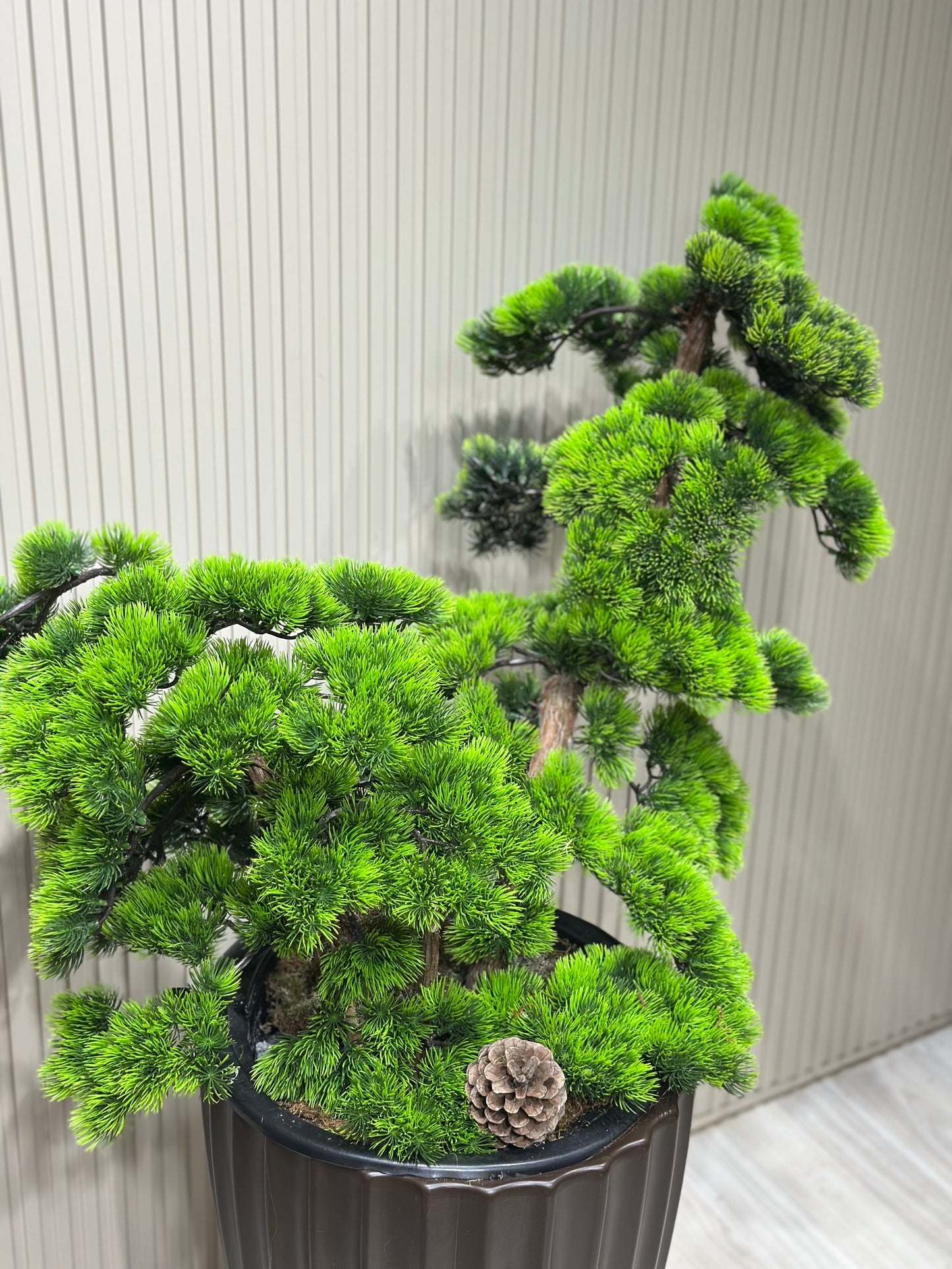 120 cm Çift Dal Bonsai Ağaç | Lüks Siyah Saksıda Gerçek Görünümlü Yapay Ağaç 🌿