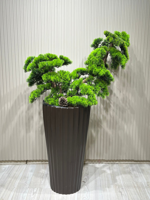 120 cm Çift Dal Bonsai Ağaç | Lüks Siyah Saksıda Gerçek Görünümlü Yapay Ağaç 🌿