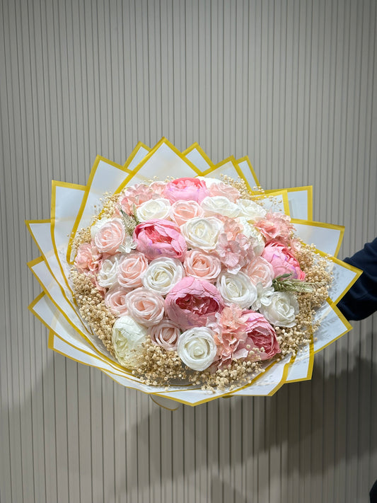 Somon Aşkı Buketi 🌸 | Pembe Şakayık & Ortanca ile Zarafetin En Tatlı Hali