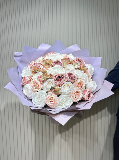 Romantik Düş Buketi 💫 | Somon & Lila Erengül – Şakayık Uyumu