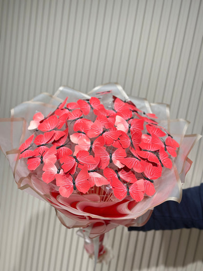 Işıklı Kırmızı Kelebek Buketi | 35 Adet Tek Kanatlı Kelebek Tasarımı 🦋✨