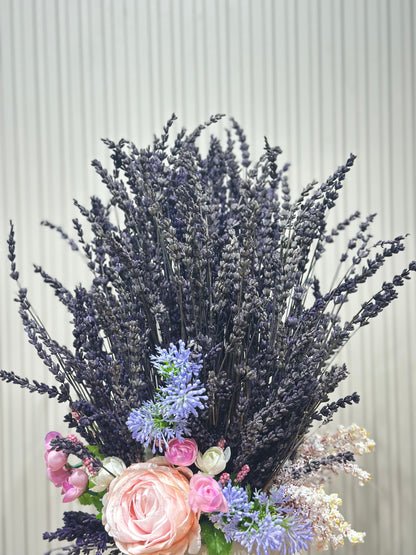 Lavanta ve Şakayık Aranjmanı | Seramik Vazoda Premium Yapay Çiçek 💜