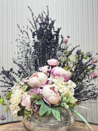 Lavanta ve Şakayık Aranjmanı | Seramik Vazoda Premium Yapay Çiçek 💜