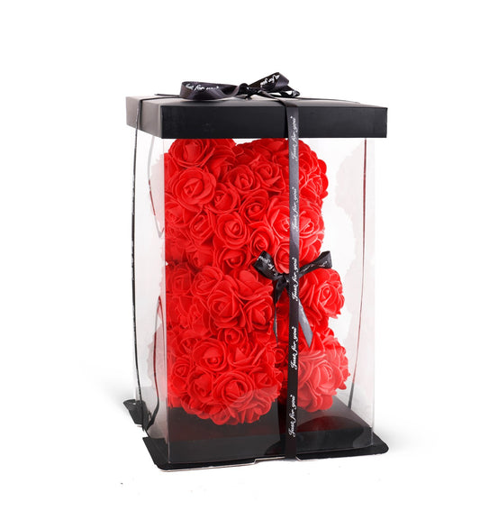 Ayı Teddy Bear Premium Kırmızı Güllü  - Özel Tasarım Hediye Kutusu